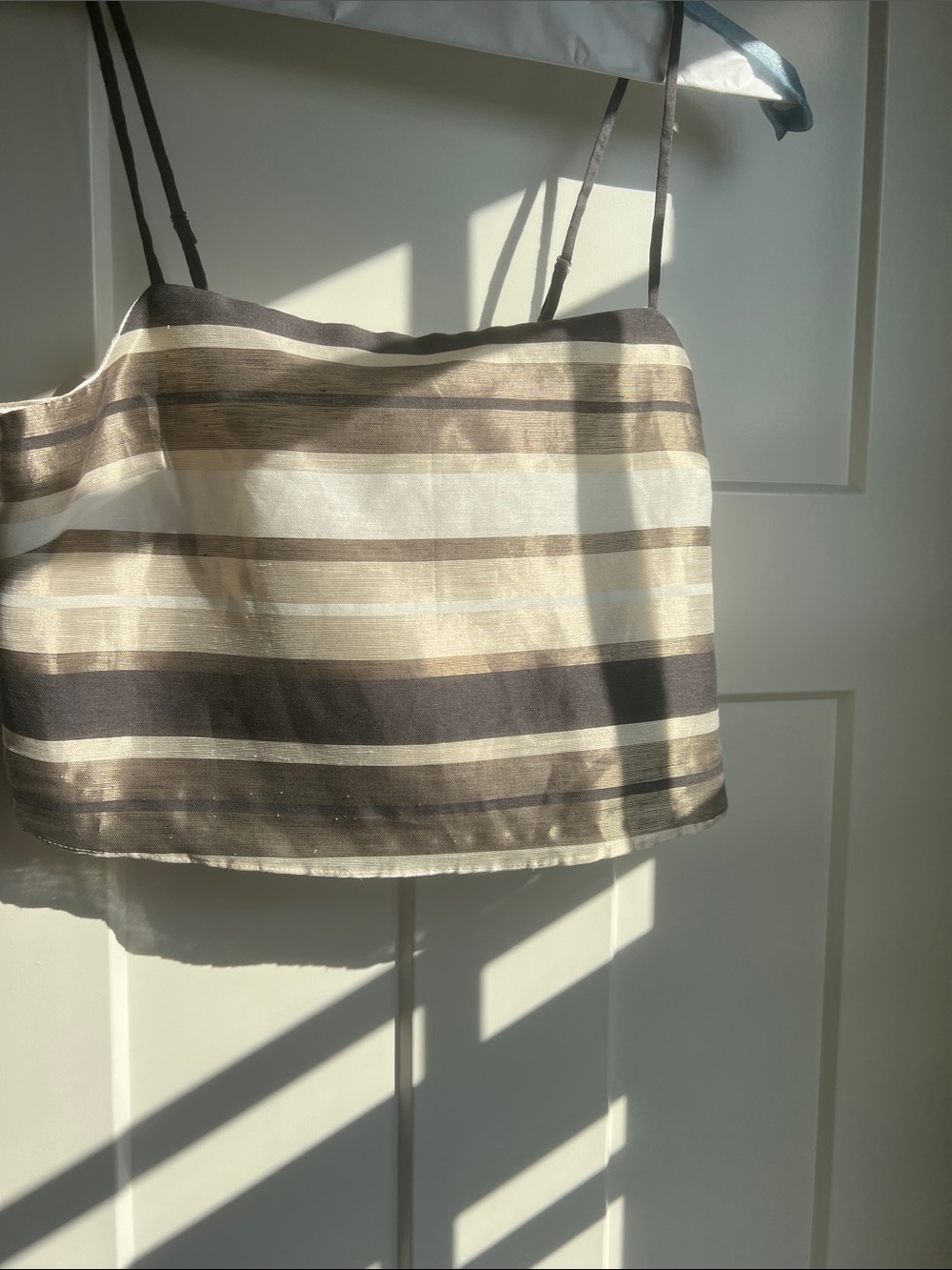 Cami NYC Striped Satin Camisole in Brown, Cream and White